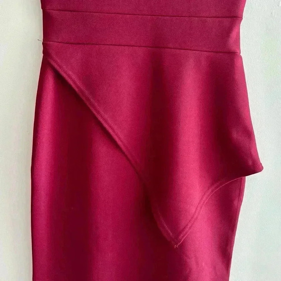 boohoo Night Laura Wrap Skirt Bodycon Dress, Berry, Size 6 - Picture 12 of 16